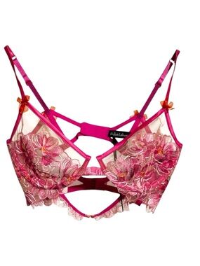 For Love and Lemons NWT Hibiscus Embroidery Underwire Bra 36C